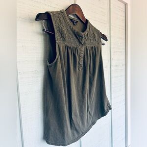Lucky Brand Dark Olive Sleeveless Blouse
